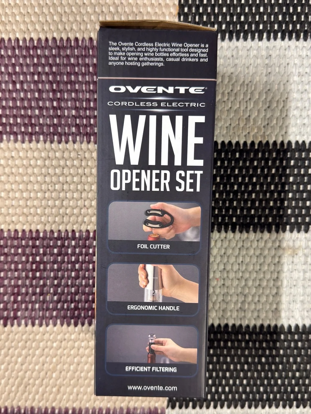 Ovente Cordless Electric Wine Opener Set